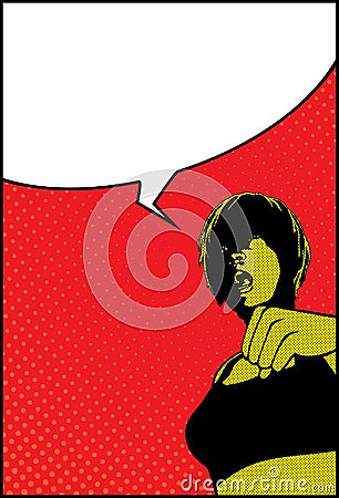 Pop Art Shocked Surprised Girl With Speech Bubble