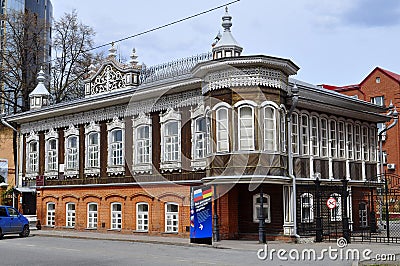 Popov house. Architectural monument, Tyumen, Russia