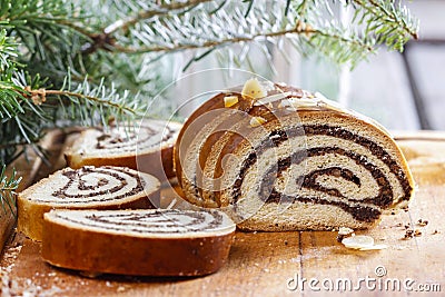 Poppy seed cake in christmas setting