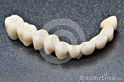 Porcelain prosthesis teeth isolated