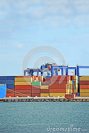 Port cargo crane and container