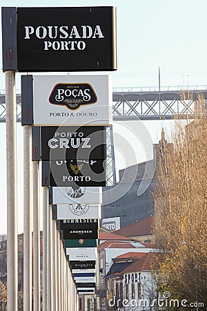 Port wine producers billboards. Porto. Portugal