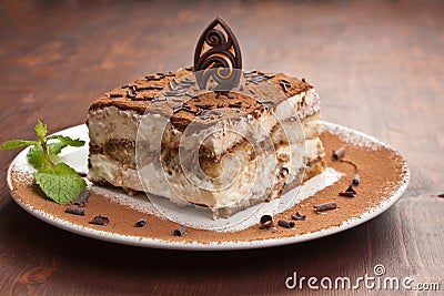 Portion of italian dessert tiramissu