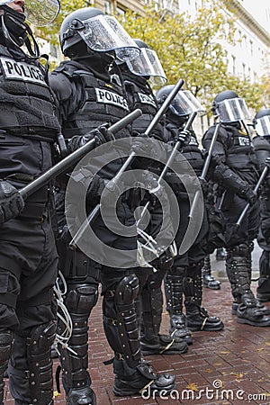 Portland Police in Riot Gear During Occupy Portland 2011 Protest