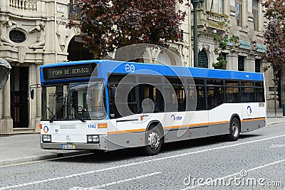 Porto STCP public bus on the street, Portugal