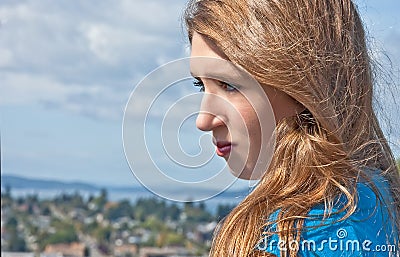 Portrait of 17 Year Old Teen Girl Side View