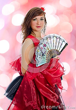 Portrait of attractive flamenco dancer.