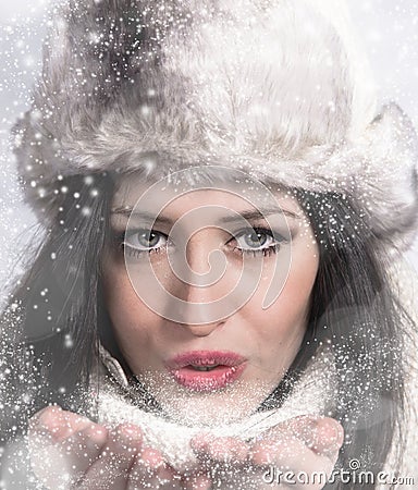 Portrait of attractive young woman in winter