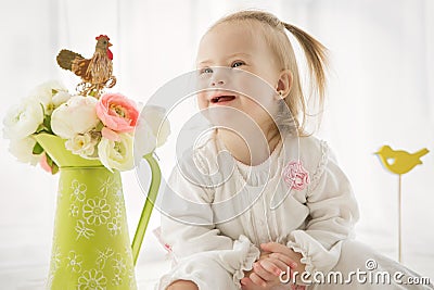 Portrait of a baby girl with Down syndrome