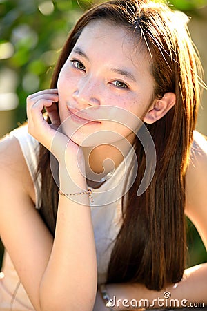 Portrait of beautiful healthy asian girl