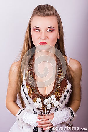 Portrait of beautiful young brown-haired woman