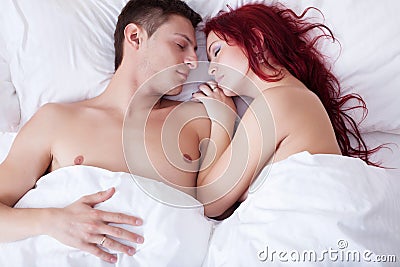 Portrait of beautiful young partners dreaming