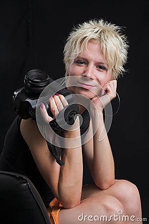 Portrait of beautiful young sexy woman on black background