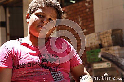 Portrait of a big boy, street background in giza, egypt