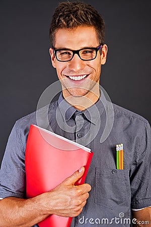 Portrait of funny nerd man