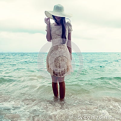 Portrait of a girl on the sea