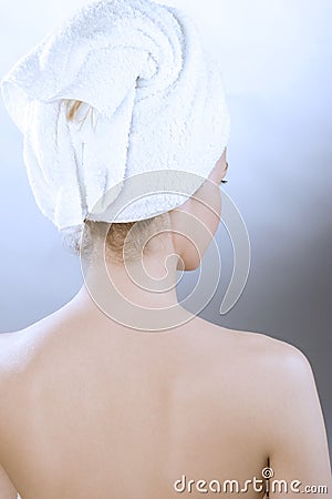 Portrait of a girl with towel on her head