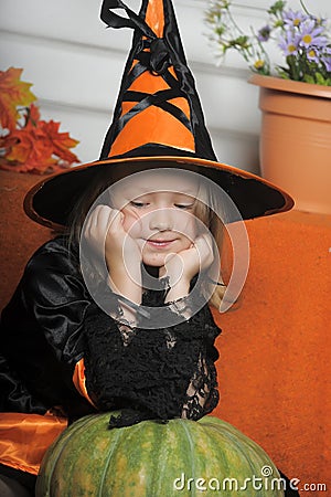 Portrait of girl in witch costume