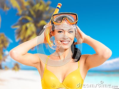 Portrait of happy beautiful woman at beach