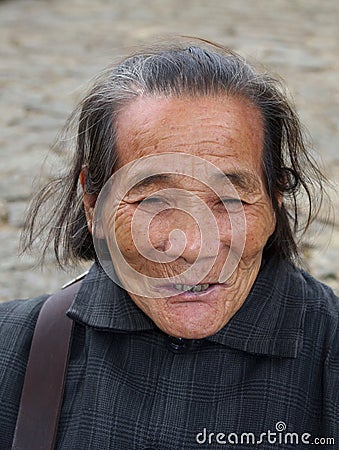 Portrait of a happy elderly Chinese woman,Guilin