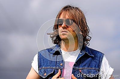 Portrait of Justin Young, leader of the English indie rock band The Vaccines