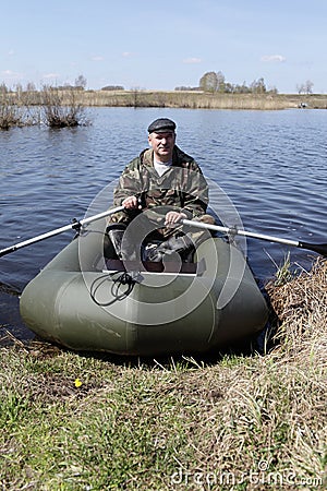 Portrait of man on inflatable boat