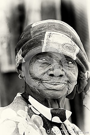 A portrait of an old lady from Ghana
