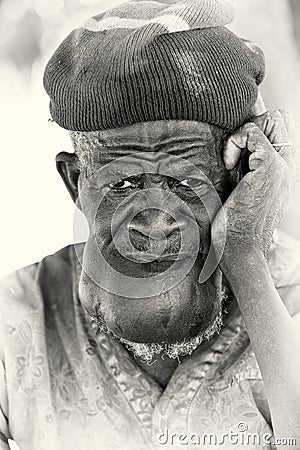 A portrait of an old man from Ghana