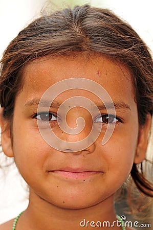 Portrait of poor village girl