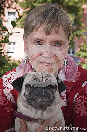 Portrait with pug dog