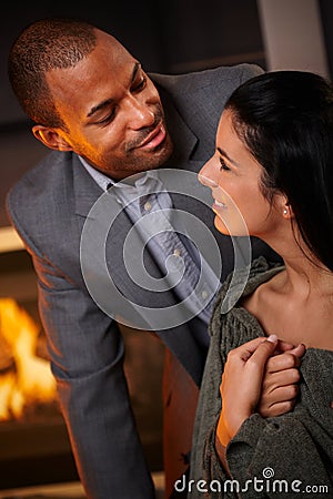 Portrait of romantic mixed couple