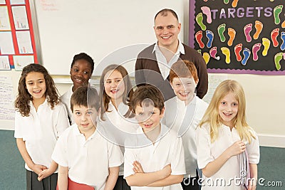 Portrait Of Schoolchildren Standing In Classroom