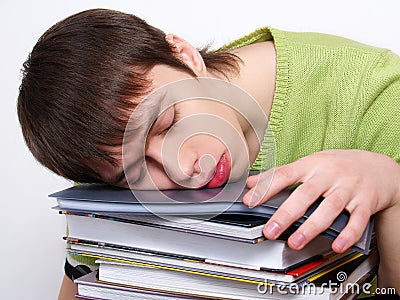 Portrait Of Sleepy Student Royalty Free Stock P