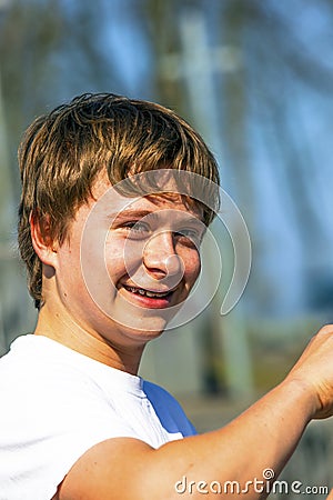 Portrait of a teen boy with braces