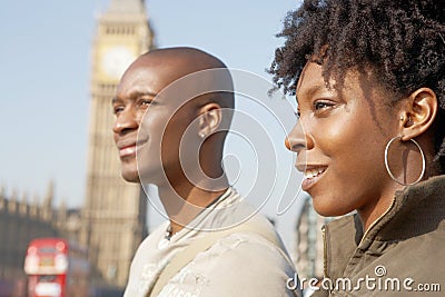 Portrait of tourist couple on Westminster.