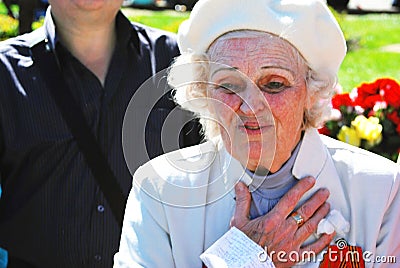 Portrait of a war veteran woman.