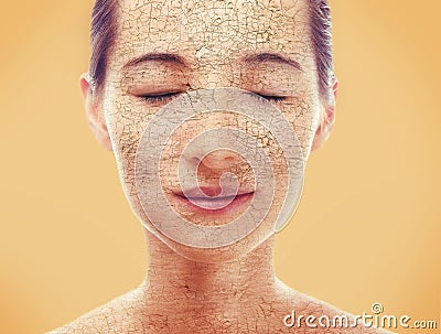 Portrait of woman with dry skin