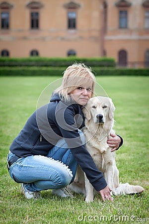 Portrait of woman with her ​​dog