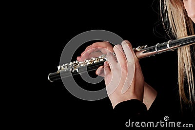 Portrait of a woman playing transverse flute