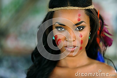 Portrait of young beautiful Indian Cherokee woman