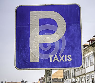 Portuguese Taxi Sign In Blue