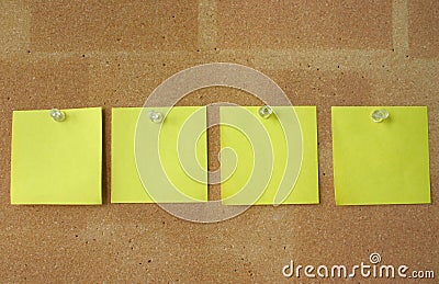 Post-it notes pinned in line