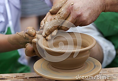 Potter Clay Bowl Child Hand