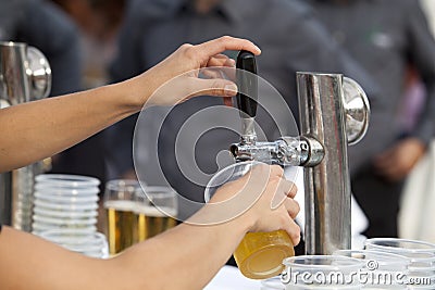 Pouring a beer