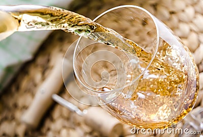 Pouring of white wine