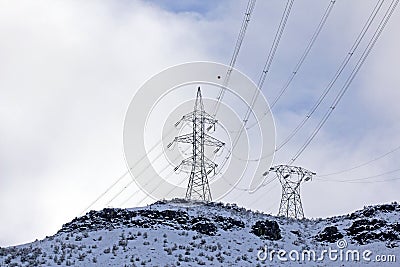 Power Lines on Snow Covered Hills