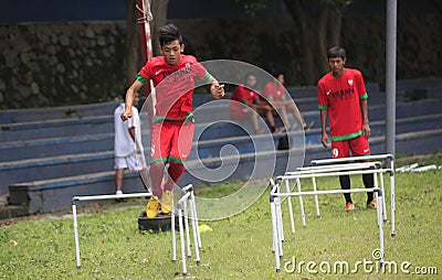 Practicing football