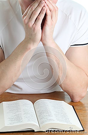 Praying man and the Bible