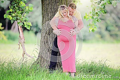 Pregnant couple natural maternity