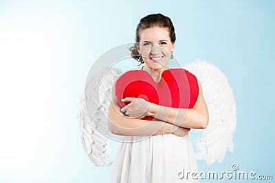 Pregnant woman with angel wings